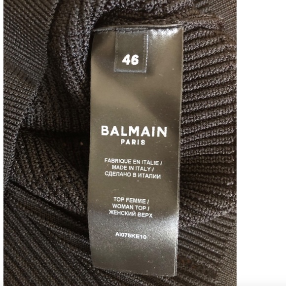 Balmain 6-Button Pointelle Knit Crop Top